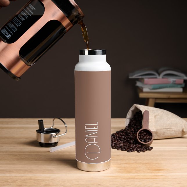 Mocha Modern Typography Personalised Water Bottle (Coffee)