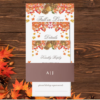 Mocha Monogram Autumn Wedding  Invitation Belly Band