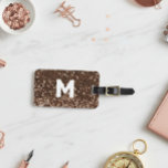 Mocha Monogram Glitter Look  Personalised  Luggage Tag<br><div class="desc">This design may be personalised in the area provided by changing the photo and/or text. Or it can be customised by clicking Personalise this Template and then choosing the click to customise further option and delete or change the colour of the background, add text, change the text colour or style,...</div>