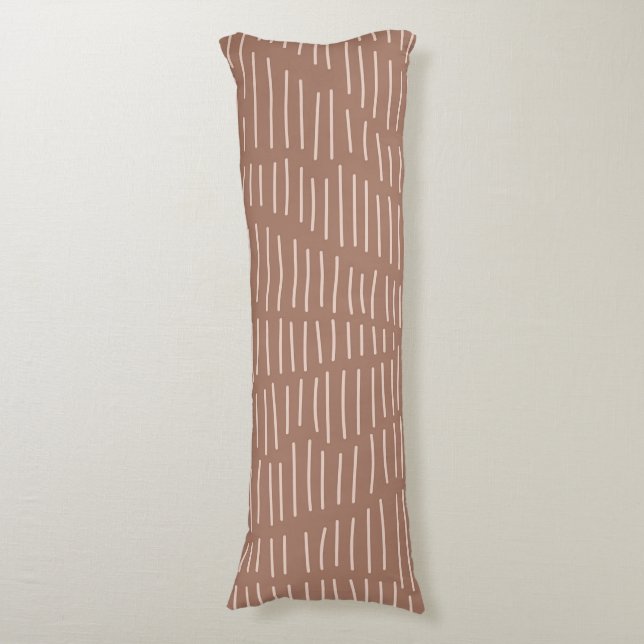 Mocha Mousse Abstract Hand-Drawn Doodle Line (4) Body Cushion (Front Vertical)