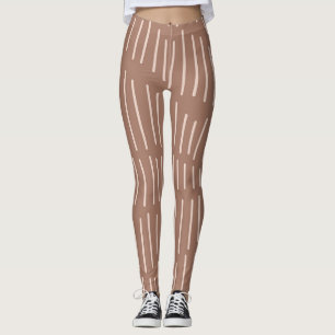 Mocha Mousse Abstract Hand-Drawn Doodle Line (4) Leggings