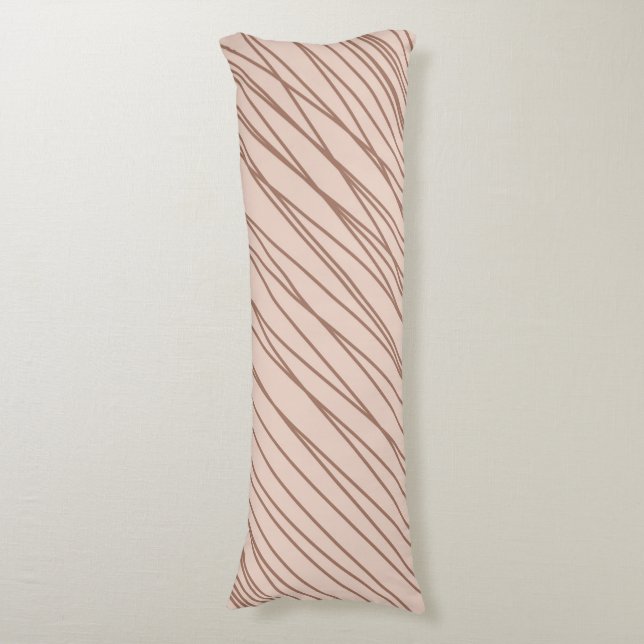 Mocha Mousse Abstract Hand-Drawn Doodle Line Body Cushion (Front Vertical)
