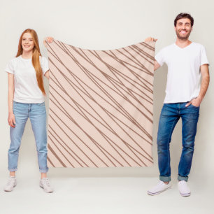Mocha Mousse Abstract Hand-Drawn Doodle Line Fleece Blanket