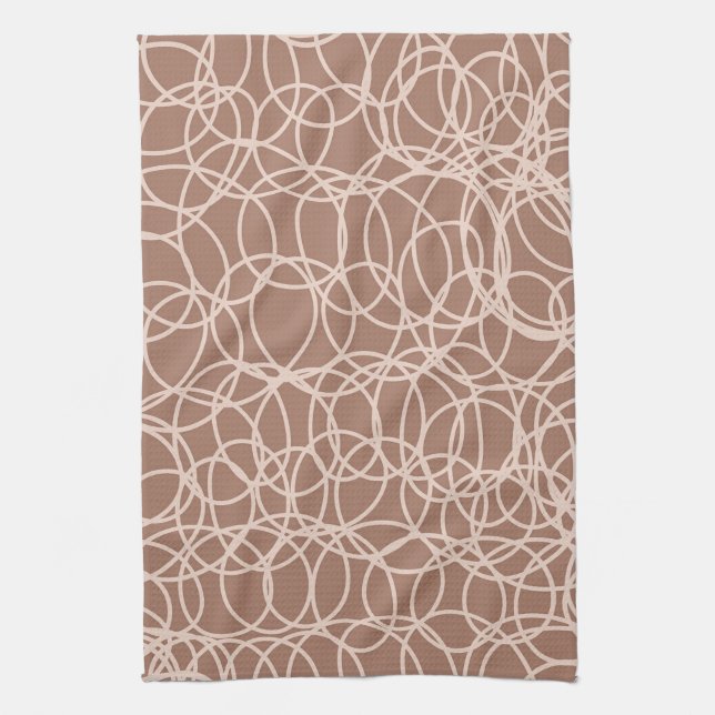 Mocha Mousse Abstract Hand-Drawn Doodles (2) Tea Towel (Vertical)