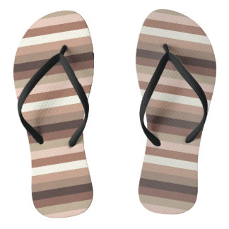 Mocha Mousse and Accents Horizontal Stripe Pattern Flip Flops