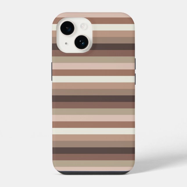 Mocha Mousse and Accents Horizontal Stripe Pattern iPhone Case (Back)