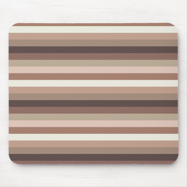 Mocha Mousse and Accents Horizontal Stripe Pattern Mouse Mat (Front)
