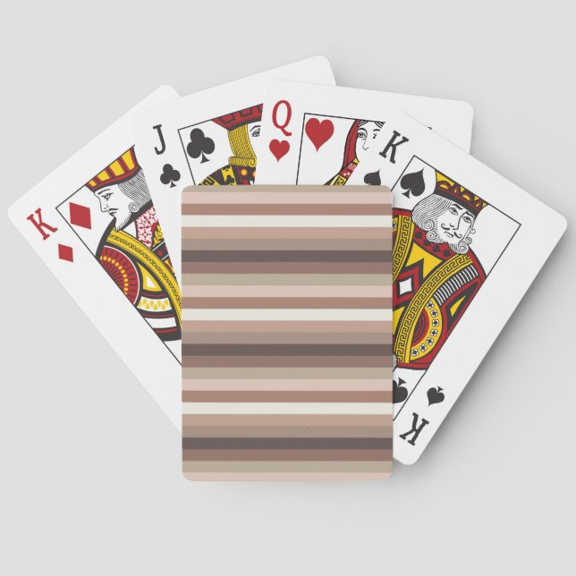 Mocha Mousse and Accents Horizontal Stripe Pattern Playing Cards (Back)