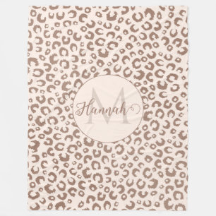 Mocha Mousse and Cream Tan Leopard Pattern Fleece Blanket