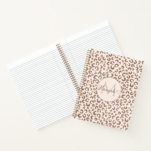 Mocha Mousse and Cream Tan Leopard Pattern Notebook