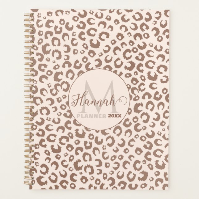 Mocha Mousse and Cream Tan Leopard Pattern Planner (Front)
