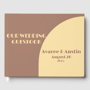 Mocha Mousse and Creamy Yellow Wedding Guest Book