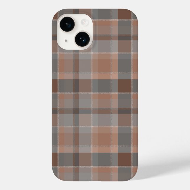 Mocha mousse and grey chequered Case-Mate iPhone case (Back)