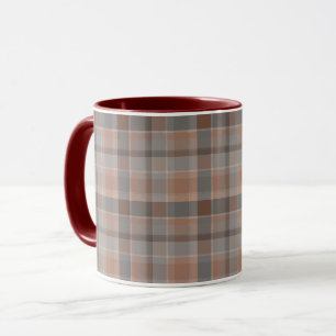 Mocha mousse and grey chequered mug