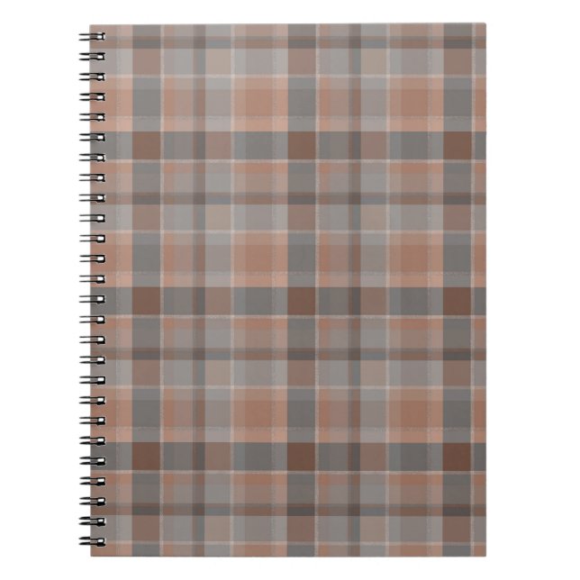 Mocha mousse and grey chequered notebook (Front)