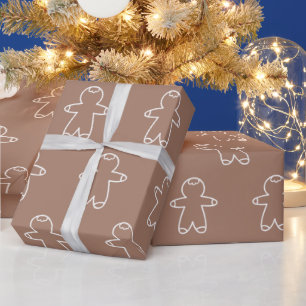 Mocha Mousse Beige Gingerbread Man A47B67 Wrapping Paper
