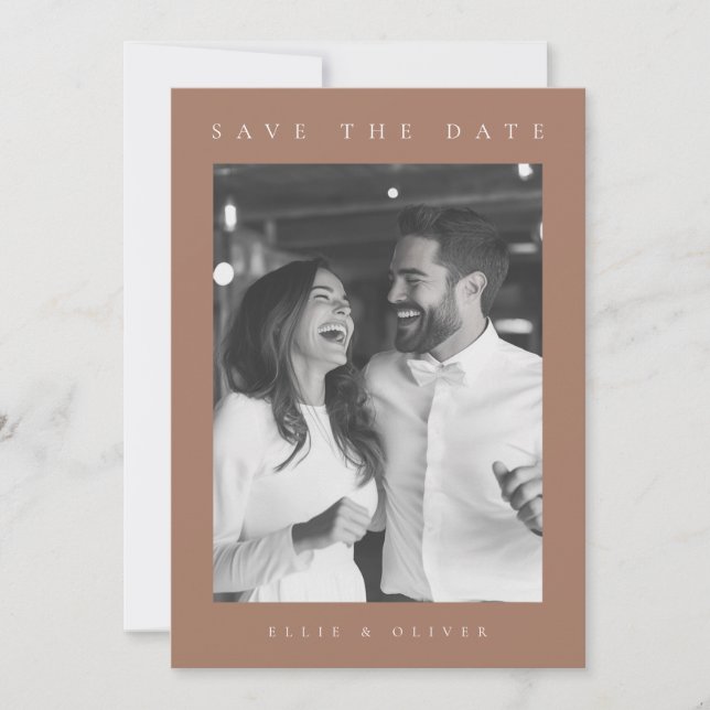 Mocha Mousse Boho Photo Save the Date Invitation (Front)