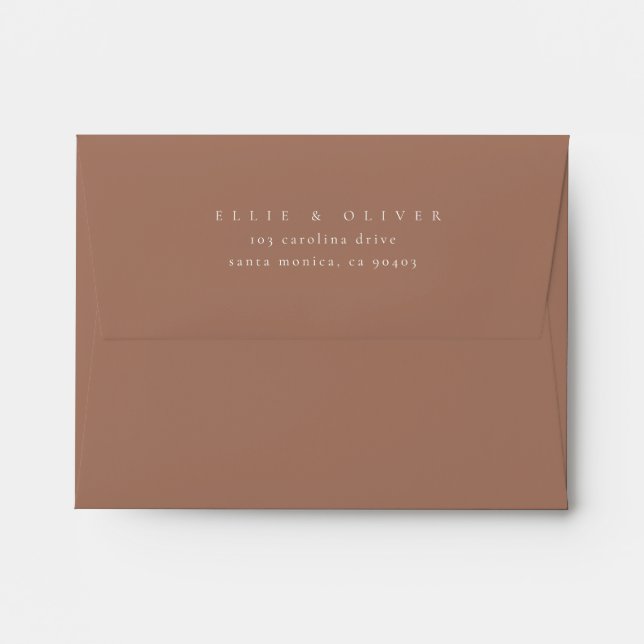 Mocha Mousse Boho Photo Wedding Modern Envelope (Back (Top Flap))