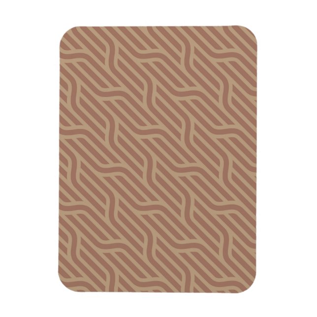 Mocha Mousse Brown Buffed Beige Wavy Line Pattern Magnet (Vertical)