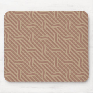 Mocha Mousse Brown Buffed Beige Wavy Line Pattern Mouse Mat