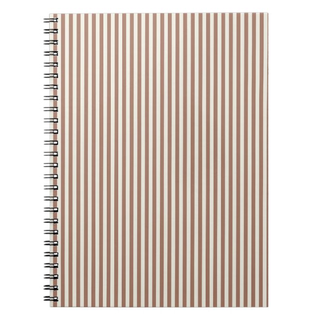 Mocha Mousse Cannoli Cream Vertical Stripe Pattern Notebook (Front)
