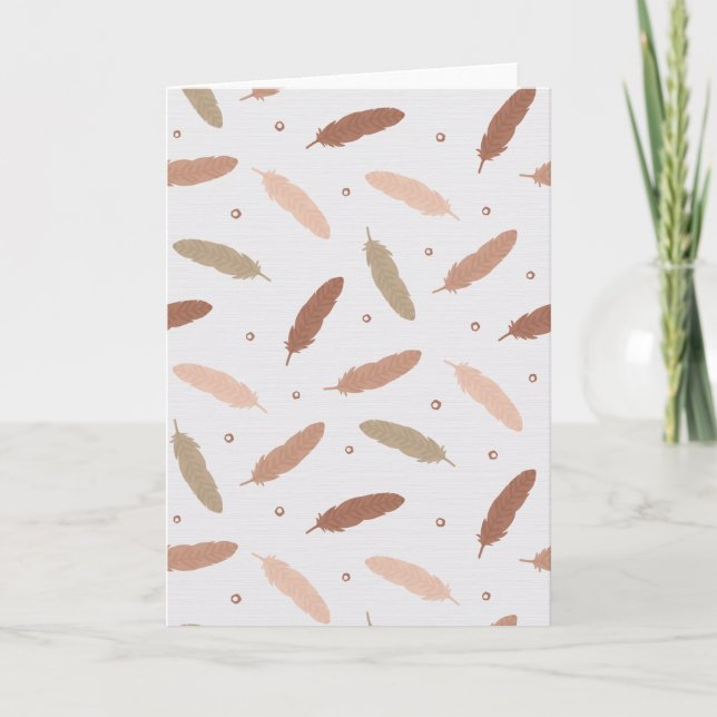 Mocha Mousse Feathers Greeting Card (Front)
