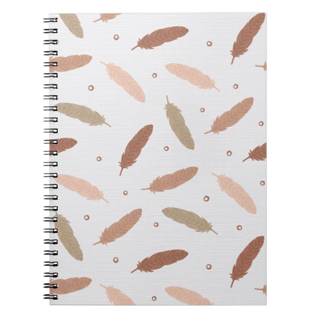 Mocha Mousse Feathers Spiral Notebook (Front)