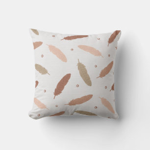 Mocha Mousse Feathers Throw Pillow