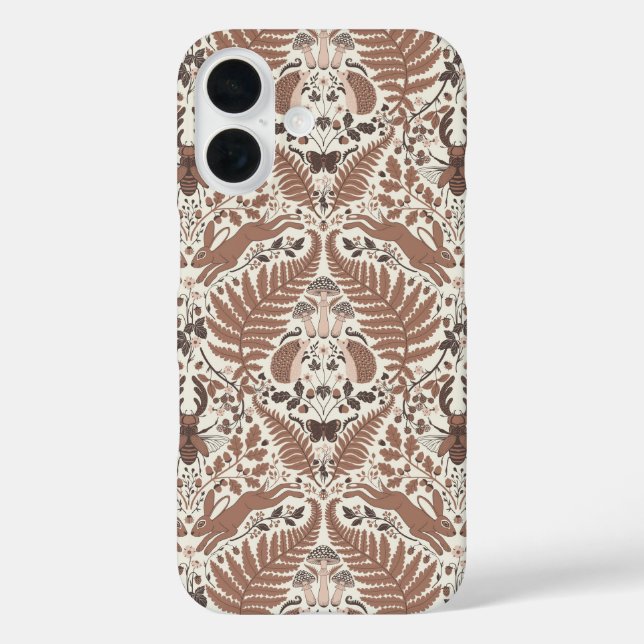 Mocha mousse forest/Woodland animals and plants Case-Mate iPhone Case (Back)