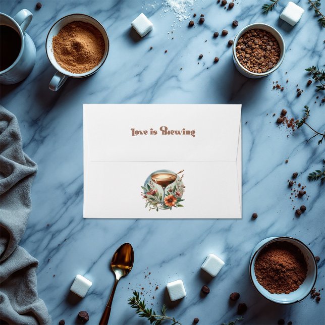 Mocha Mousse "Love is Brewing" Bridal Shower Envelope (Mocha Mousse "Love is Brewing" Bridal Shower Envelope)