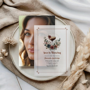Mocha Mousse "Love is Brewing" Bridal Shower Photo Vellum Invitations