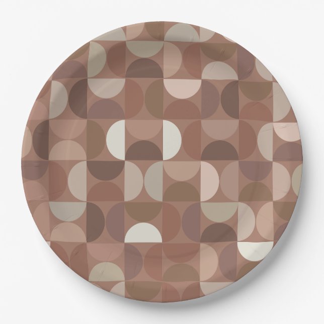 Mocha Mousse Mid Century Modern Paper Plate (Front)