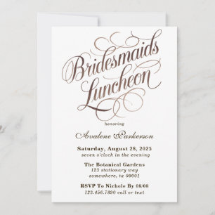 Mocha Mousse Paint Calligraphy Bridesmaids Lunch Invitation