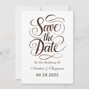 Mocha Mousse Paint Calligraphy Save the Date Cards