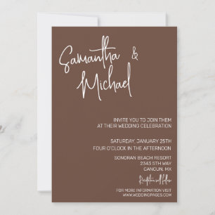 Mocha Mousse Trendy Simple Minimalistic Wedding Invitation