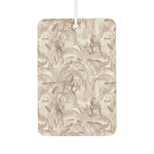  Mocha Mousse Tropical Birds and Palm Leaves Car Air Freshener (Front)