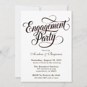 Mocha Mousse Watercolor Writing Engagement Party  Invitation