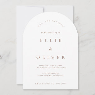 Mocha Mousse & White Boho Arch Modern Wedding Invitation