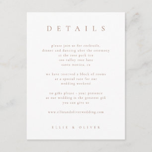 Mocha Mousse & White Boho Details Wedding Modern Enclosure Card
