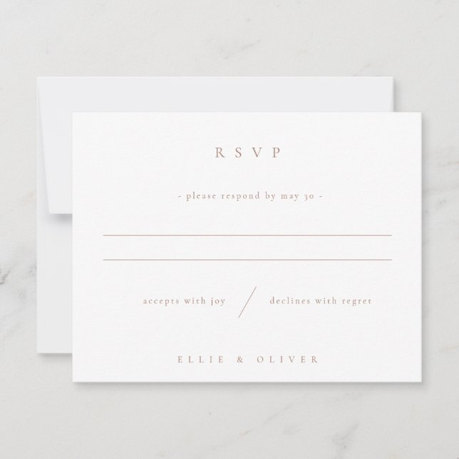 Mocha Mousse & White Boho Photo Wedding Modern RSVP Card (Front)