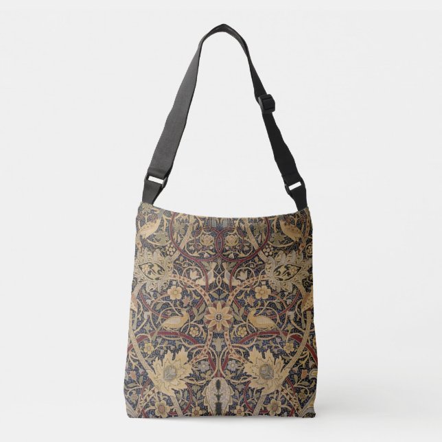 Mocha Mousse William Morris Pattern Crossbody Bag (Front)