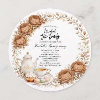 Mocha Palette Tea Party Bridal Shower Invitation