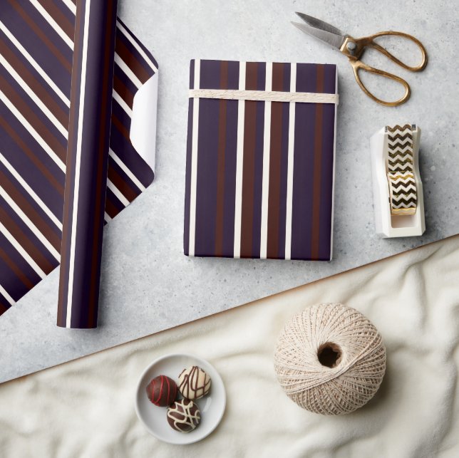Mocha & Plum Stripe Wrapping Paper (Crafts)