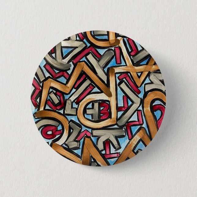 Mocha Red Gray Geometric 6 Cm Round Badge (Front)