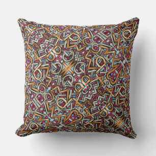 Mocha Red Gray Geometric Cushion