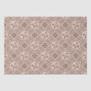 Mocha Rococo Revival Mandala Geo Diamond Tile Tissue Paper