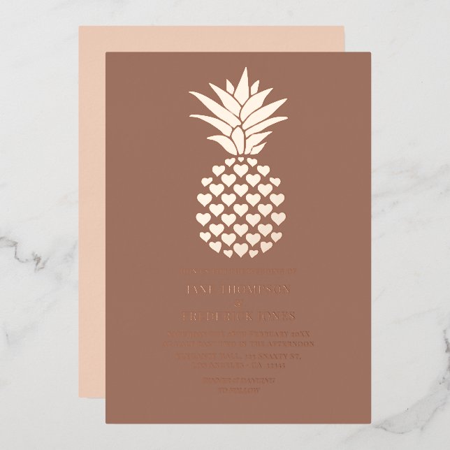 Mocha & Rose Gold Tropical Pineapple Wedding (Front/Back)