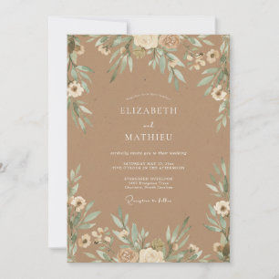 Mocha Sage Foliage Eucalyptus Wedding Invitation