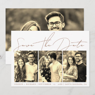Mocha script calligraphy 3 sepia photo collage  save the date