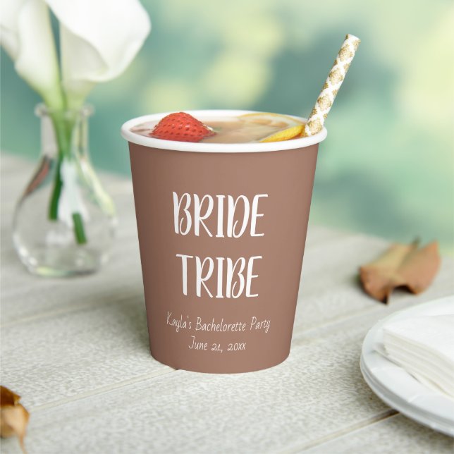 Mocha Simple Style Wedding Bride Tribe Paper Cups (Insitu)